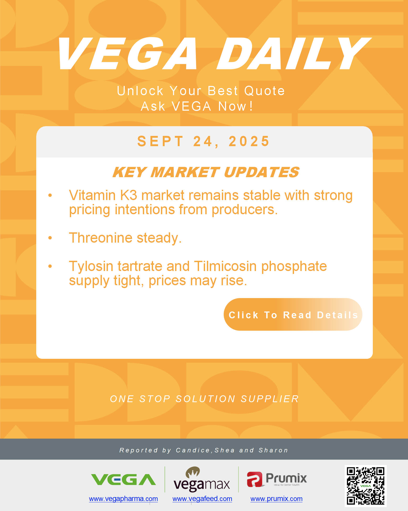 VEGA Daily Dated on September 24th 2025 Vitamin Amino Acid APl Food Additives.png